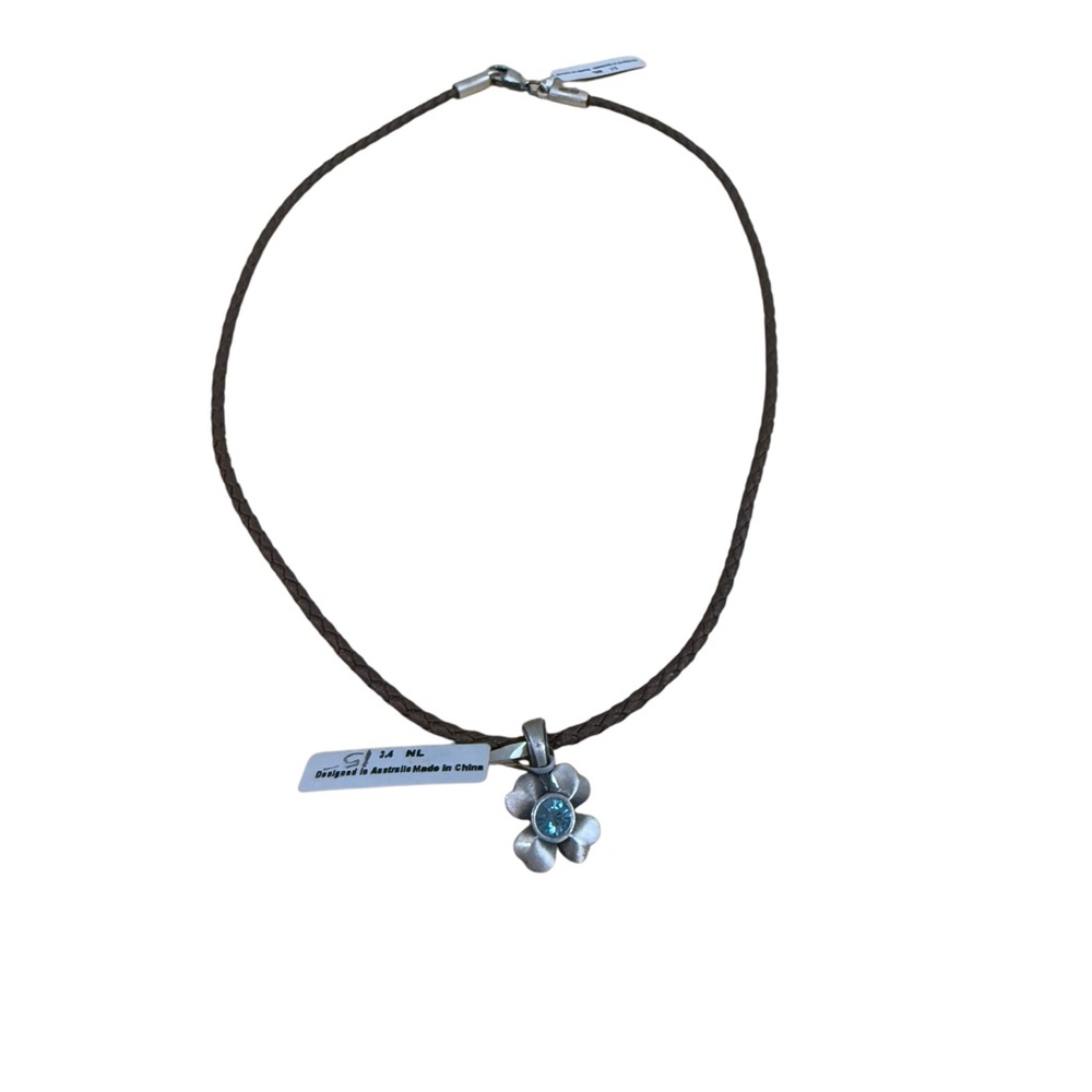 NWT Bico Necklace Silver Black Rope